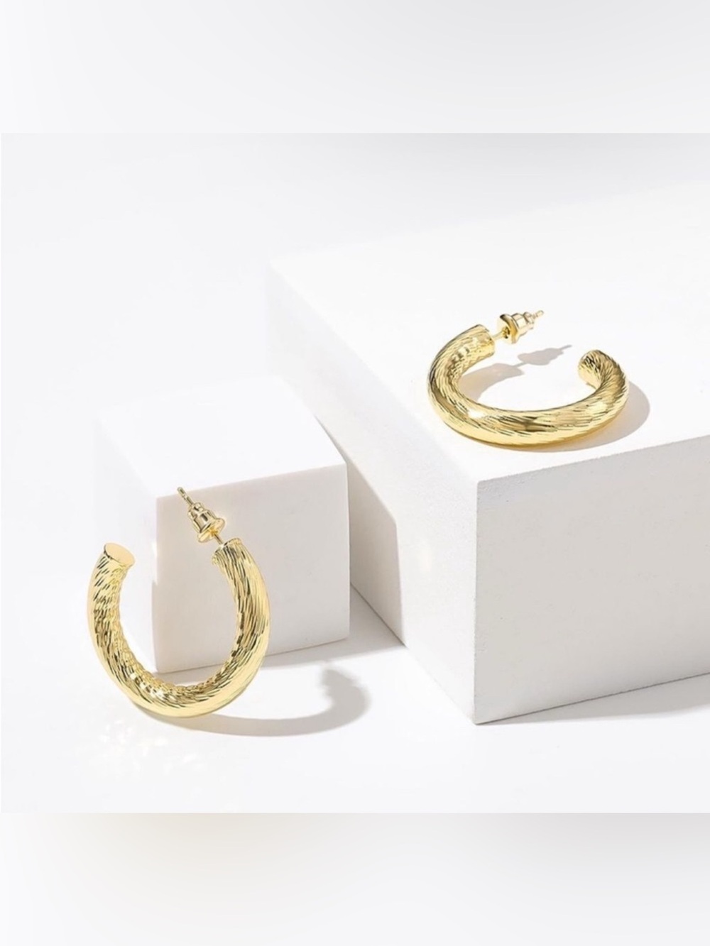 14k Gold Plated Hoop Cuff Earrings